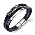 Customized Classic Italian Leather Bracelet for Men Personalized PH1372 Fashion Bangle with Love Plate Knot