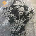 3D Beaded Lace Fabric Embroidery Tulle Mesh Fabric for Wedding Dress Bridal Veils Lace Tulle Embroidered Tulle Fabric
