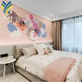 Waterproof 3D Pink Kids Room Wall Paper Botanical Graffiti with Palm Tree Cartoon Mural 3D Flower Wallpaper for Home Decoration