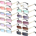 2024 Glass Custom logo Metal Frame Rimless Small Rectangle Sunglasses Luxury Frameless square Rimless Ladies Sunglasses