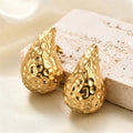 Fashion Korea Geometric Waterdrop Hypoallergenic Hip Hop Irregular Hammer 18k Gold Plated Stainless Steel Stud Earrings Women