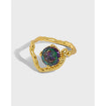 Irregular Design Jewelry Alexandrite Stone Women Adjustable Rings 925 Sterling Silver Rings