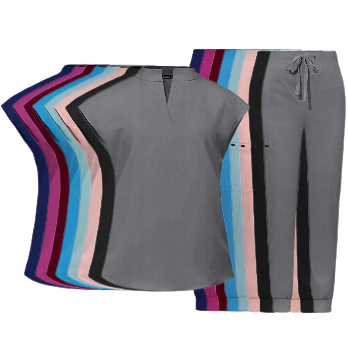 42051 V Neckline Stretchy Jogger Pants South Women Traditional Suits Women Sports Track Suits Nurse Tunic