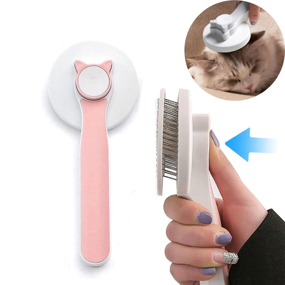 ZMaker Pet Cleaning Comb Self-Cleaning Dog Deshedding Brush Cat Clean Hair Needle Comb Brush