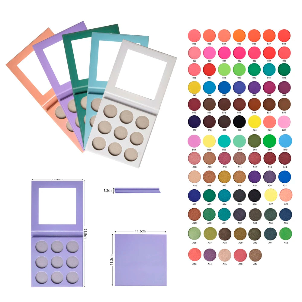 Low Moq Custom Private Label High Pigment 9 Color Eyeshadow Palette With Names