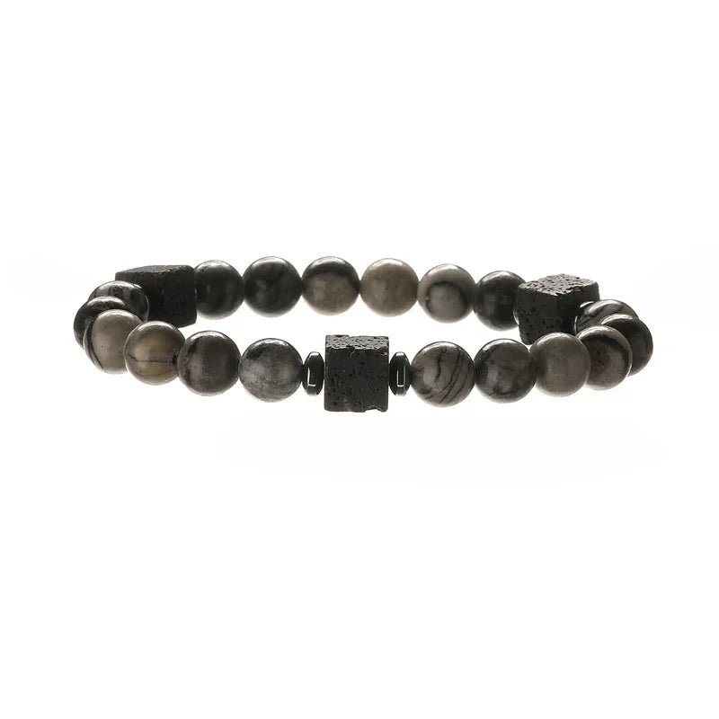 Luxury Lucky Semi-precious Crystal Colored Amethyst Quartz Natural Healing Stone Stretch Bracelet Jewelry for Men Woman