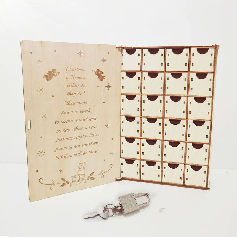 Custom Wooden Xmas Gifts Decoration Diy Craft Fidget Toy Christmas Countdown Advent Calendar Drawer Storage Box Present