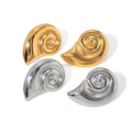 Wholesale Fashion Design Stainless Steel Gold Plated Proof Conch Spiral Shape Stud Earrings for Women Jewelry