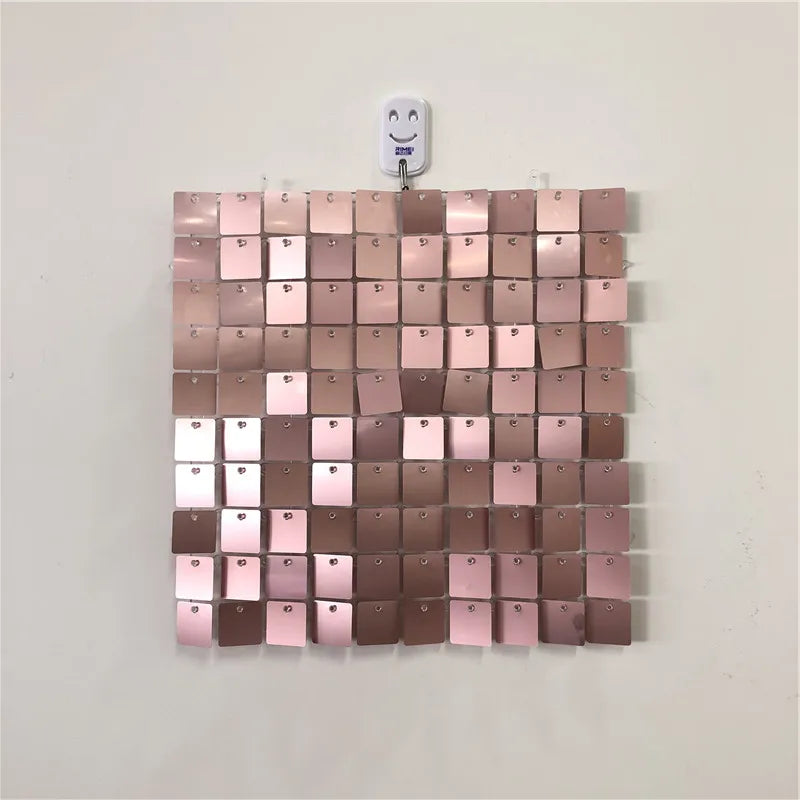 E07295 INS Wholesale Wedding Plastic Sequins Wall Backdrop Hanging Gold Silver Sequins Wall Panels for Wall Decoration