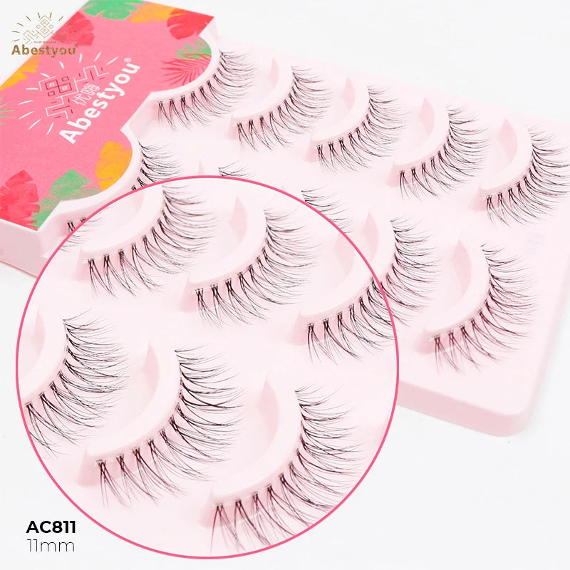 Abestyou Factory 5D Strip Full Handmade Eyelashes 3D Clear Band Short 8mm-15mm for Faux Mink Lashes Soft Natural Customizable