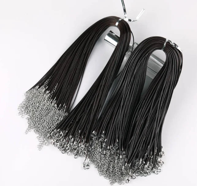 Black Necklace Cord 1.5mm Braided Leather Rope Necklace Chain with Lobster Claw Clasp for Pendant Jewelry