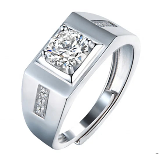 Abiding Jewelry Custom Luxury Silver Ring 6.5mm Moissanite Diamond Adjustable Ring Mens Rings Engagement