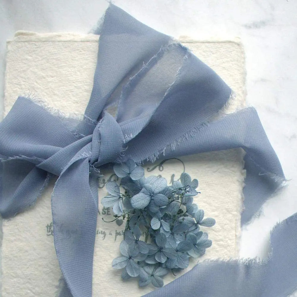 Handmade Rough Edge Chiffon Silk Ribbon Handmade Frayed Raw Silk Chiffon Ribbon Wholesale With Frayed Edge