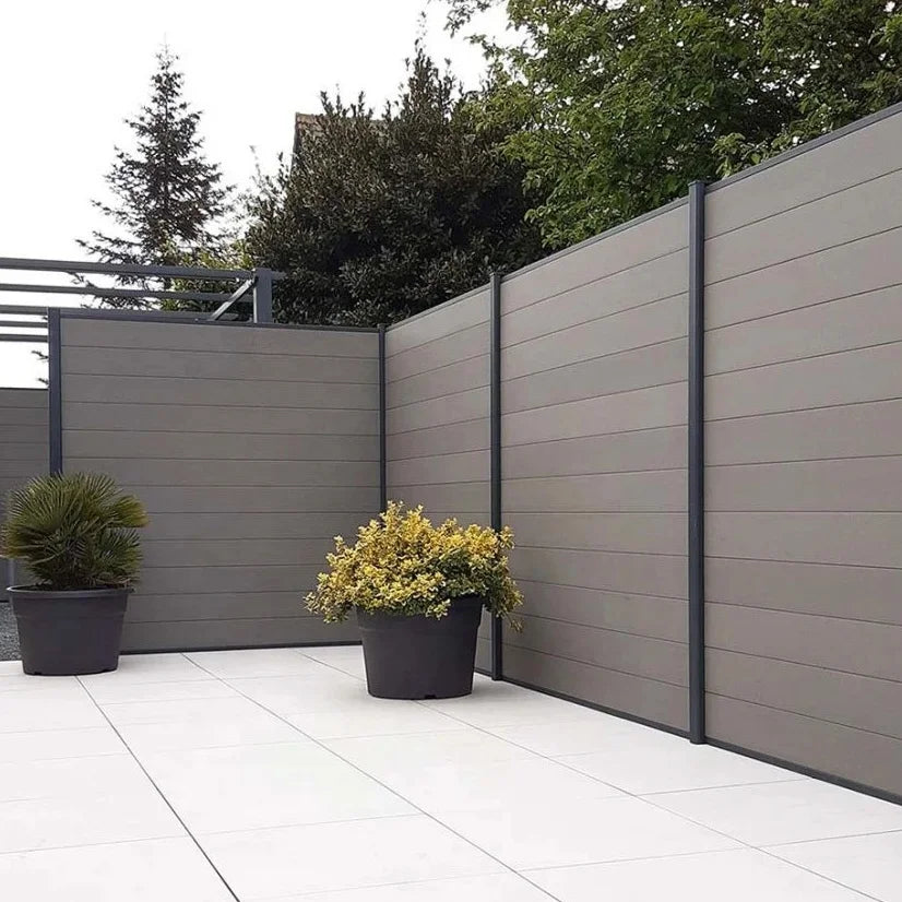 Full Set Co-Extrusion WPC Garden Fence Outdoor Privacy Fence Panels with Metal/Aluminum/Iron Frame for Pool Security