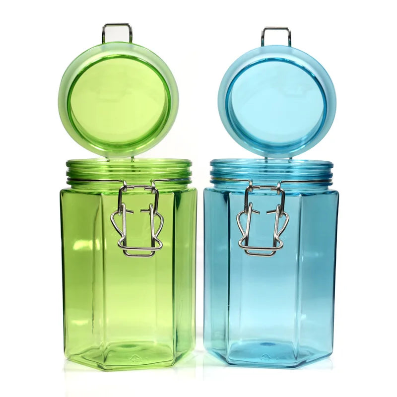 500ml 800ml 100ml Hexagonal Food Container air Seal PET Plastic Storage Jar Plastic Food Jar for Dry Fruits