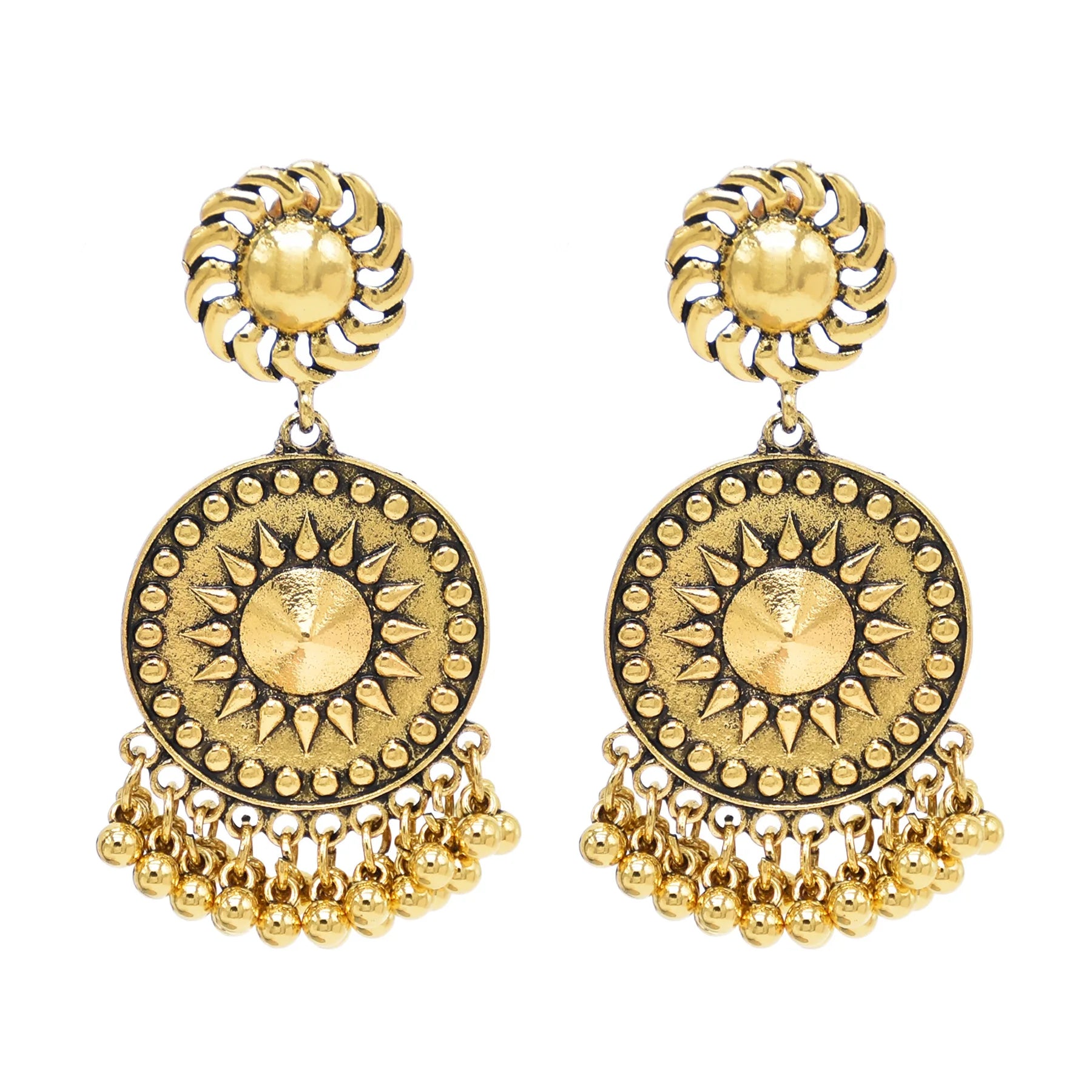 Indian Bollywood Gorgeous Elaborate Earrings Designer Jewelry in Antique Gold or Silver Tone for Women