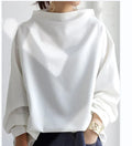 Ecoparty Women's Solid Sweatshirt High Neck Long Sleeves Loose Fit Casual Pullovers 2024 Spring/Autumn New Simple T-shirt Tops