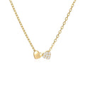 Fine Jewelry 925 Sterling Silver Heart Necklaces Double Two love Heart Diamond Gold Plated Necklaces Women Valentine's Day