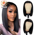 Raw Indian Glueless Short Bob Wigs Human Hair Lace Front Straight Bob Wig Transparent Full Hd Lace Frontal Wig for Black Women