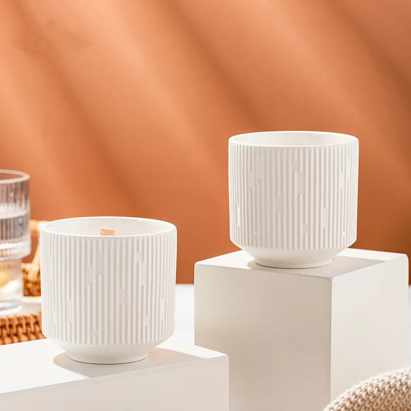 Customizable Color Ceramic White round Candle Jars for Candles and Cement for Gifts