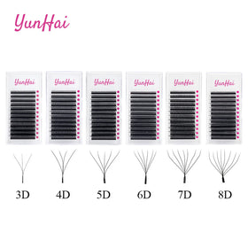 Yunhai Yy Lash Y Shape Mink Eyelash Extension Supplies Bundle Easy Fan Lashes Cluster 0.07 B C D Mix Mesh Natural