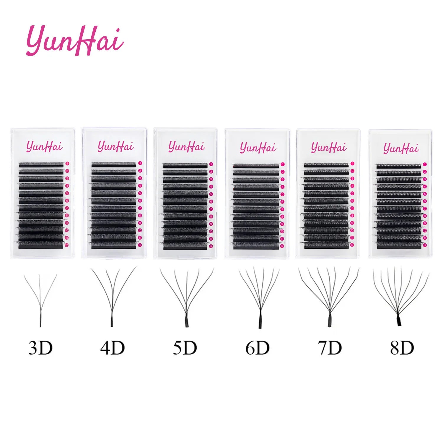 Yunhai Yy Lash Y Shape Mink Eyelash Extension Supplies Bundle Easy Fan Lashes Cluster 0.07 B C D Mix Mesh Natural