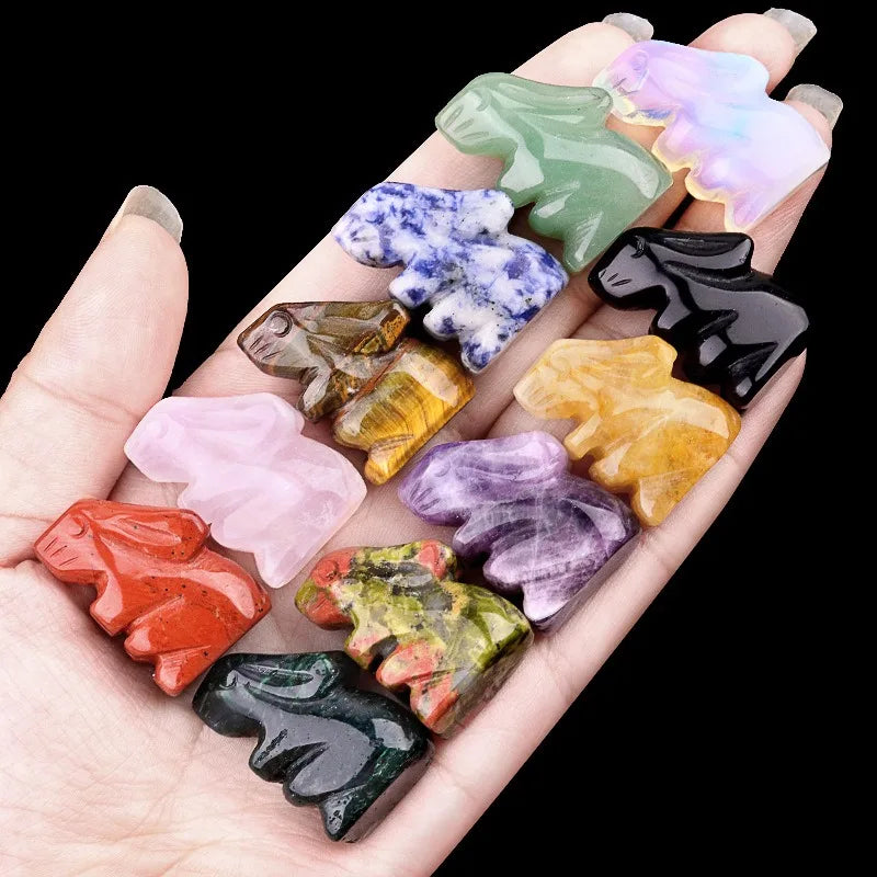 Wholesale 1Inch Carved Stand up  Bunny Rabbit Crystal Carving Reiki Healing Energy Gemstone Black Obsidian Rabbit for Home Decor