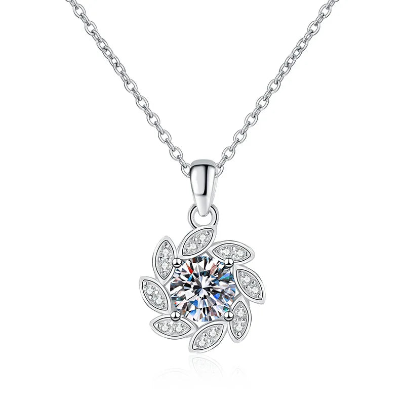 Factory Wholesale 925 Sterling Silver Necklace Spiral Windmill 1 Carat Moissanite Necklace for Women Fine Jewelry