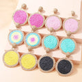 Summer Platinum Plated Retro New Bohemian Beach Style Raffia Hand-Woven Statement Twist Geometric Unisex Round Earrings