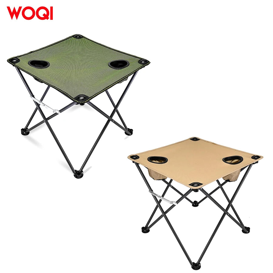 WOQI Foldable Camping Table Beach Table Tailgate Table Equipped with 2 Cup Holders Suitable for Camping Beach Fishing
