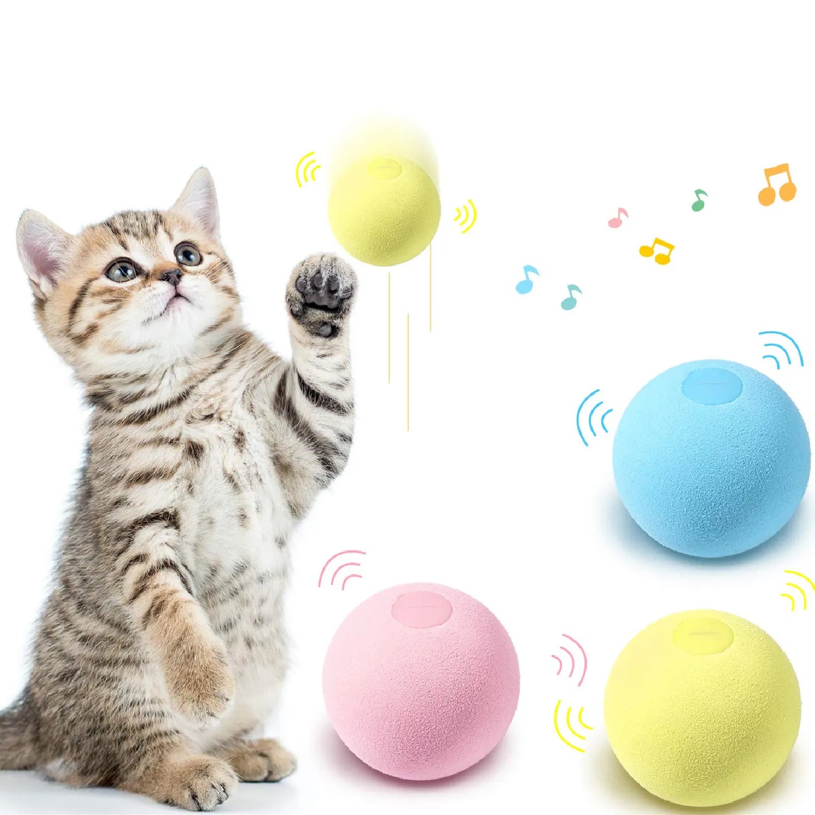 Vocal Ball Wiggly Bell Crinkle Cat Toy Small Ball