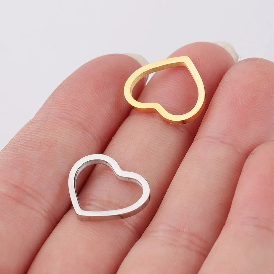 Women's Stainless Steel Hollow Love Heart Pendant Gold Plated DIY Jewelry Accessory for Children