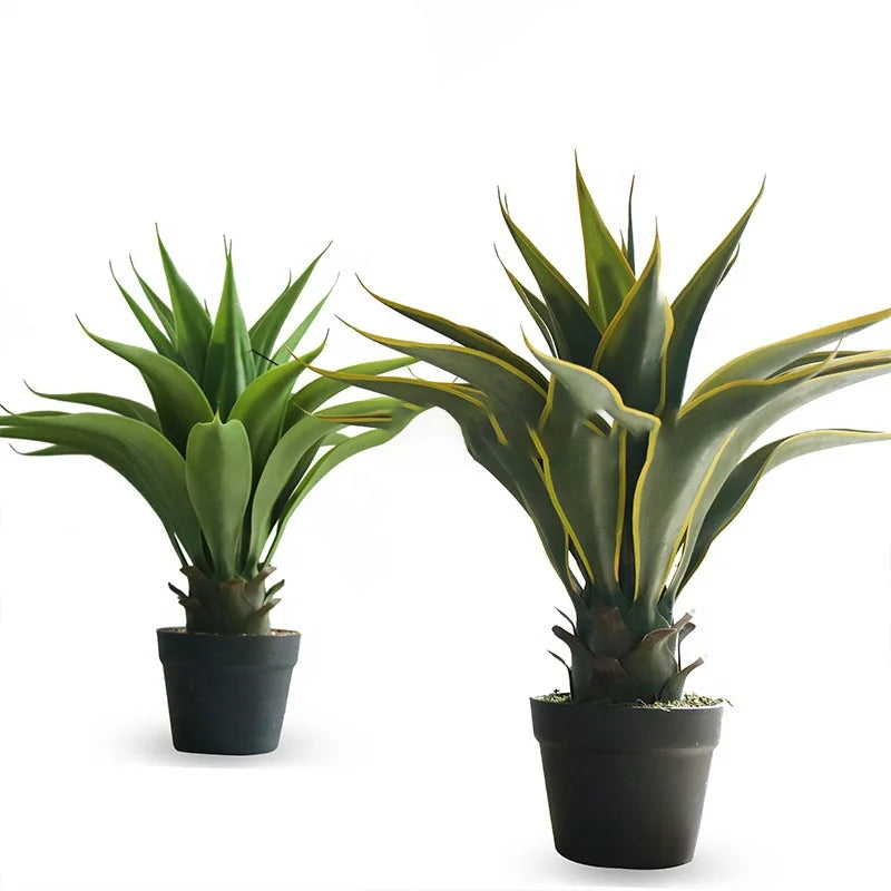 Artificial Sisal Hemp Plastic Plants Green Gladiolus PE Material Potted Agave Tree