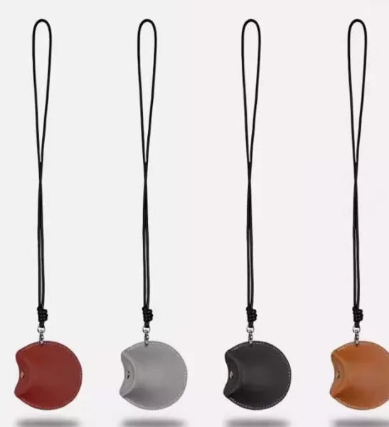 Zenos Mini Coin Leather Neck Pouch Pendant Fashionable Earphone Cases Protective Holder Cover Letter Pattern Genuine Leather