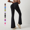 New Arrival Women's Solid Bell-Bottom Wide Leg Scrunch Butt Flared Nude Yoga Trousers Skin Friendly Sports Leggins Para Mujer
