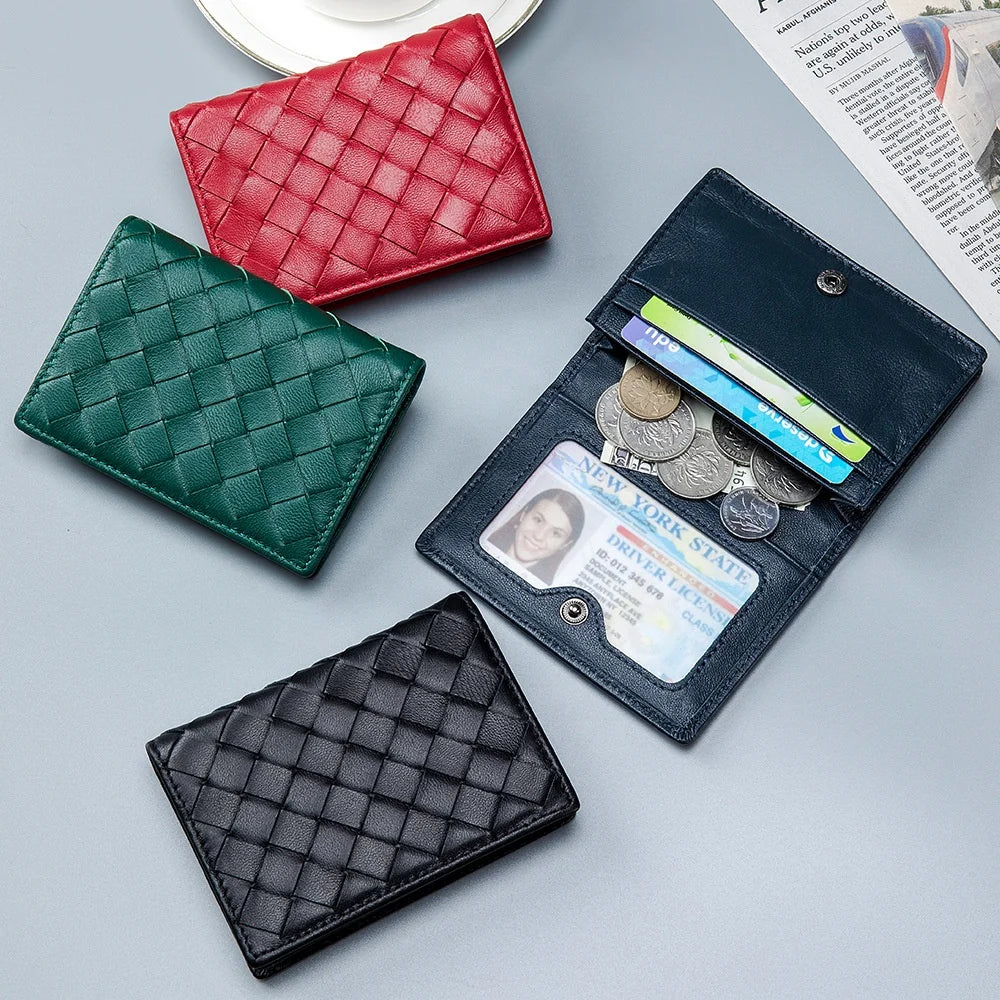 2025 New Design RFID Blocking  Sheepskin Leather Name Card Wallet Cowhide Leather Slim Credit Card Holder Wallet for Men
