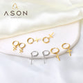 Ason Fashion Jewelry Manufacturer Hoop Charm Earrings Wholesale Bulk Stainless Steel Gold Cross Earrings for Men Women