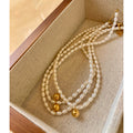 8mm Beads Natural Freshwater Pearl Necklace Stainless Steel Sphere Ball Beaded Necklaces Women French Vintage Elegant Jewelry