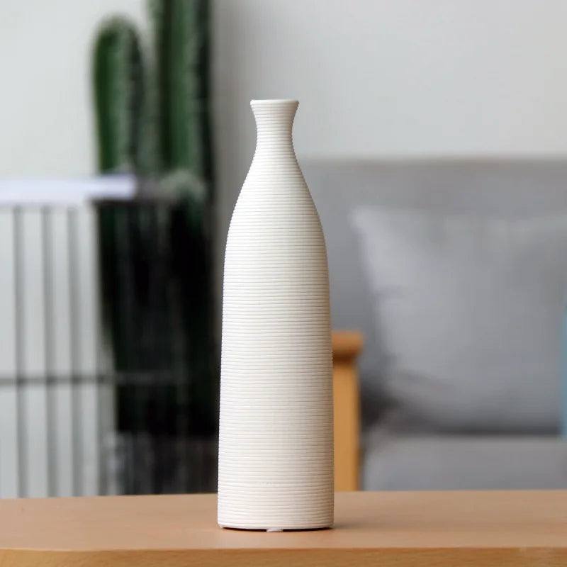 Nordic Japanese Style Simple Modern Home Accessories Household Brushed Thread Three Pcs Set Home Decor Ceramic Vases