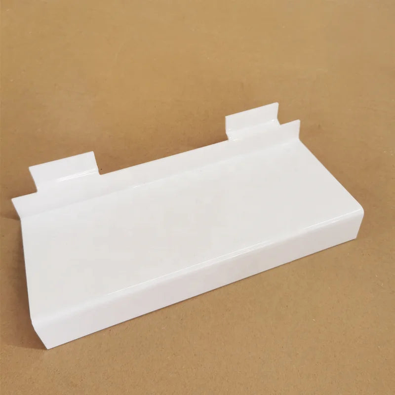Wholesale 3mm Thick Acrylic Slatwall Flat Shoe Shelf Display Rack with Sign Holding Slot