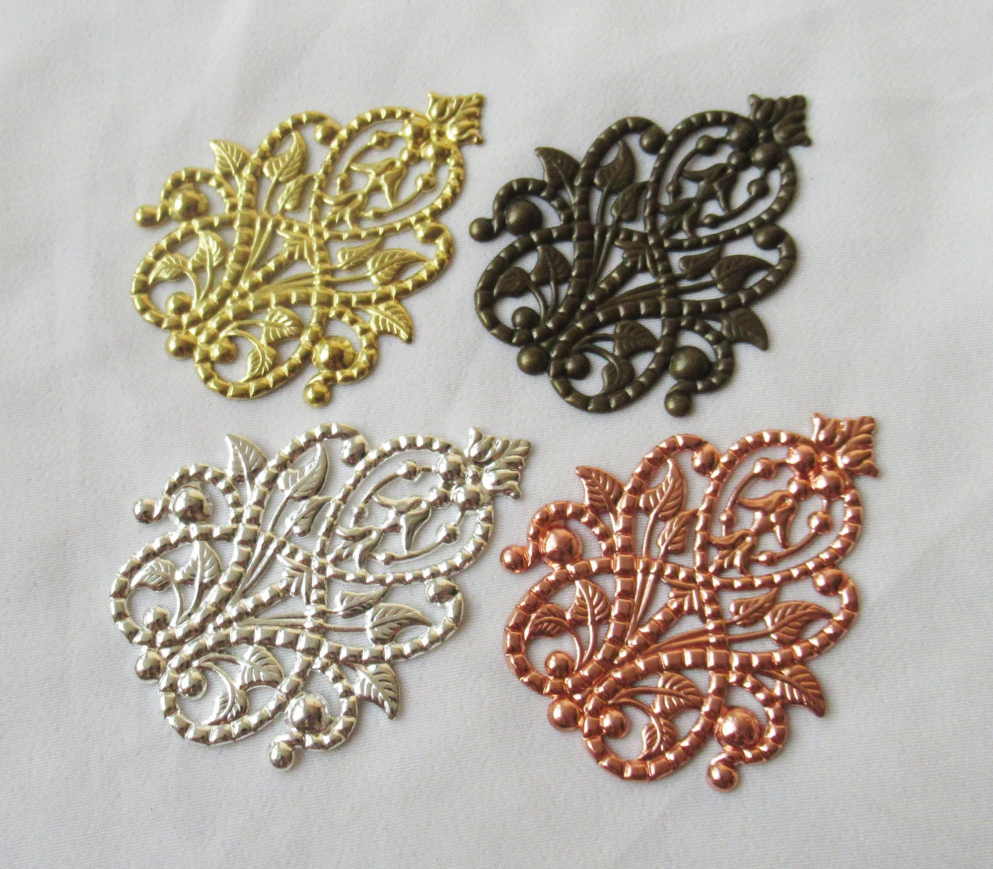 Brass Stamping 35x48mm Plated Filigree Findings