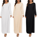 Wholesale Islamic Muslim Under Abaya Dress Solid Color Long Sleeve Cotton Blend Inner Slip Dress for Abaya