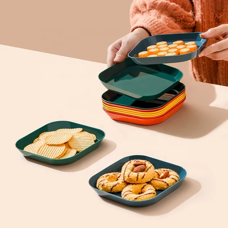 Eco-Friendly Household Natural Wheat Straw Round Plate Lightweight Plastic Fruit Cake Dessert Dish Minimum Order 100pcs