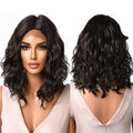Japan Synthesis Black Brown Synthetic Lace Wigs Medium Curly Wave Natural Futura Lace Hair for Heat Resistant Wigs