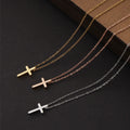 Hip Hop Style Smooth Small Jesus Cross Necklace Stainless Steel 18K Gold Plated Cross Pendant Necklace Jewelry for Party