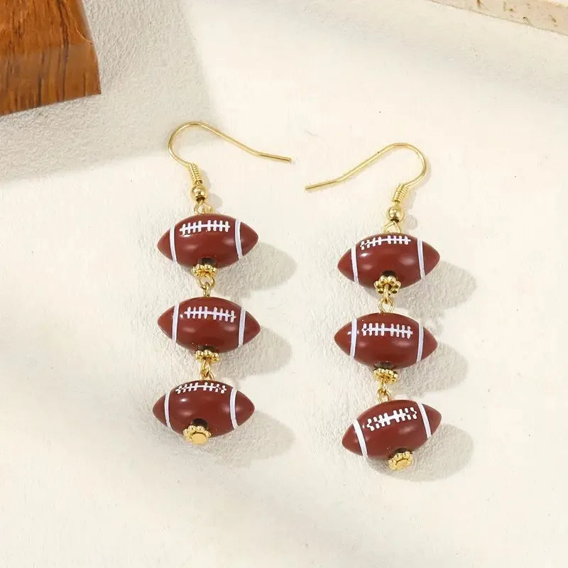 European American Sport Style Acrylic Brown Football Bead Rugby Earring