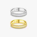 FUAMAY Wholesale Pure Silver Rings Double Dual Band Engagement Ring Anillos Chapados En Oro De 18k Para Mujer