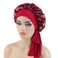 Flower Pattern Female Adjustable Satin Bonnet for Sleeping Women Medium Size Print Satin Sleep Bonnets With Elastic Ties