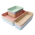 Colorful Wheat Straw Fiber Plastic Kitchen Drawer Cutlery Organizer Tray