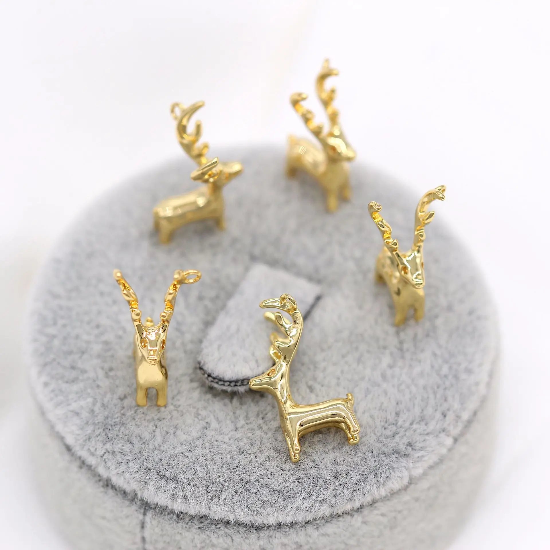 DIY Brass 14K Gold Plated 3D Deer Pendant Smooth Necklace Making Charm Unisex Jewelry Accessories